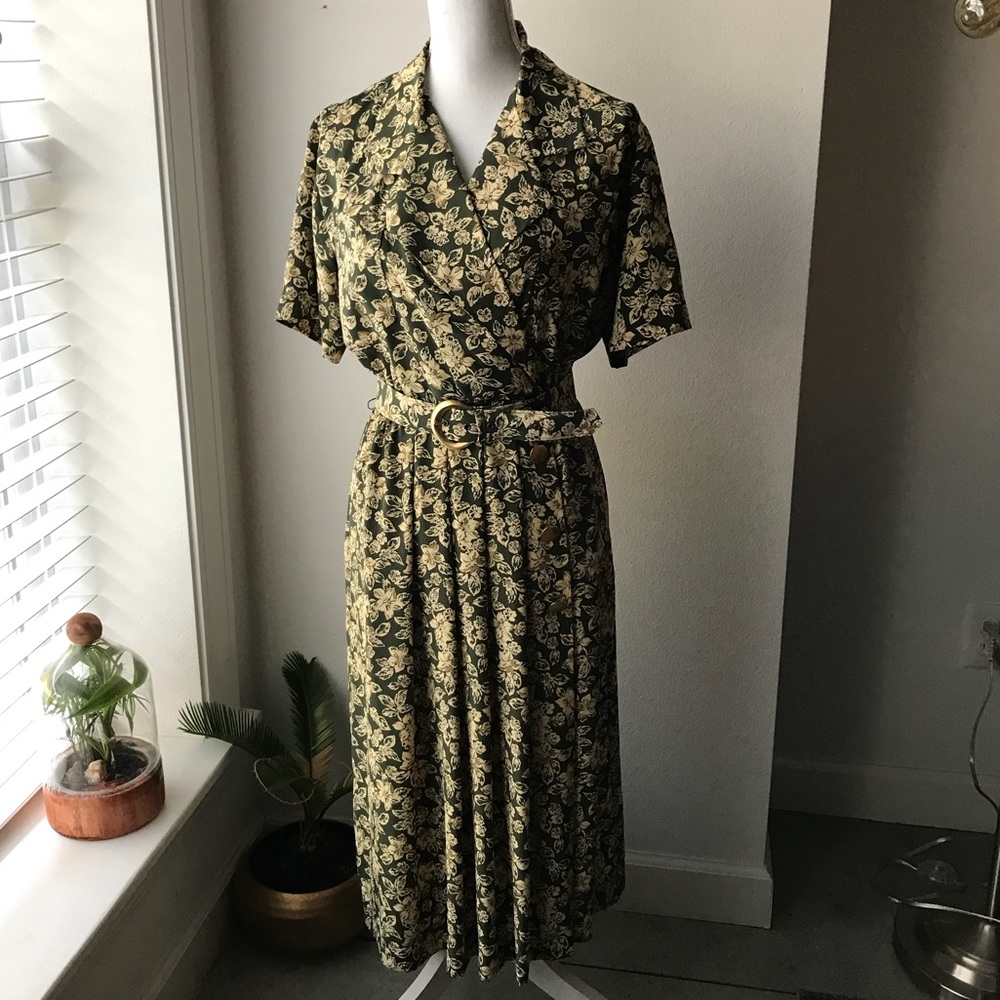 Vintage Green and Floral Dress